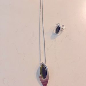 Silver necklace and ring